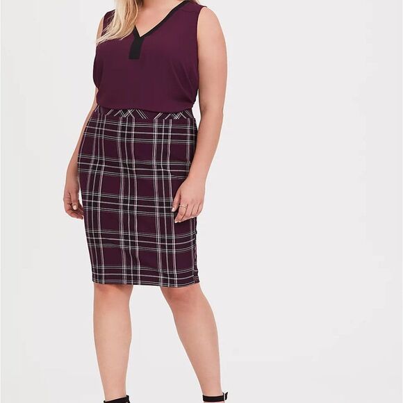 🆕Torrid Plaid Premium Ponte Pencil Skirt 3X - Picture 1 of 4